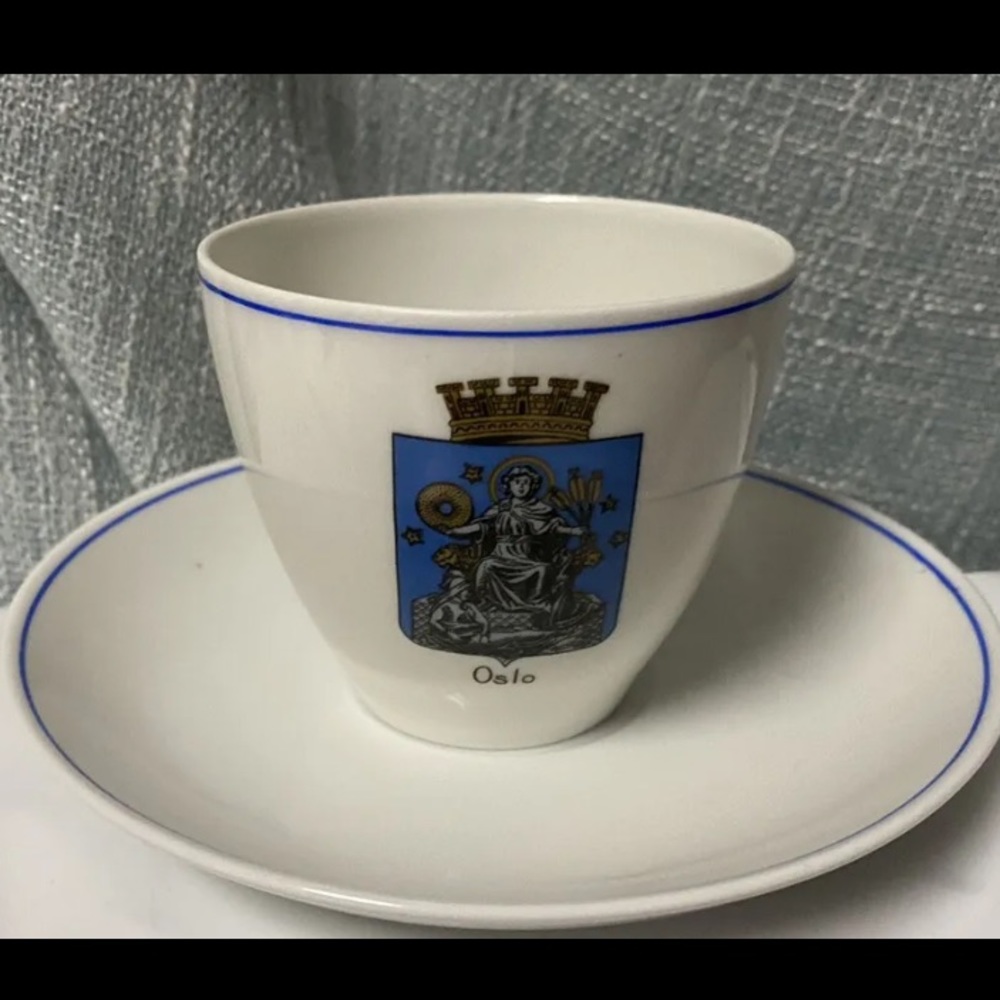 Porsgrund Norway Creat Coat Of Arms Tea Cup Saucer